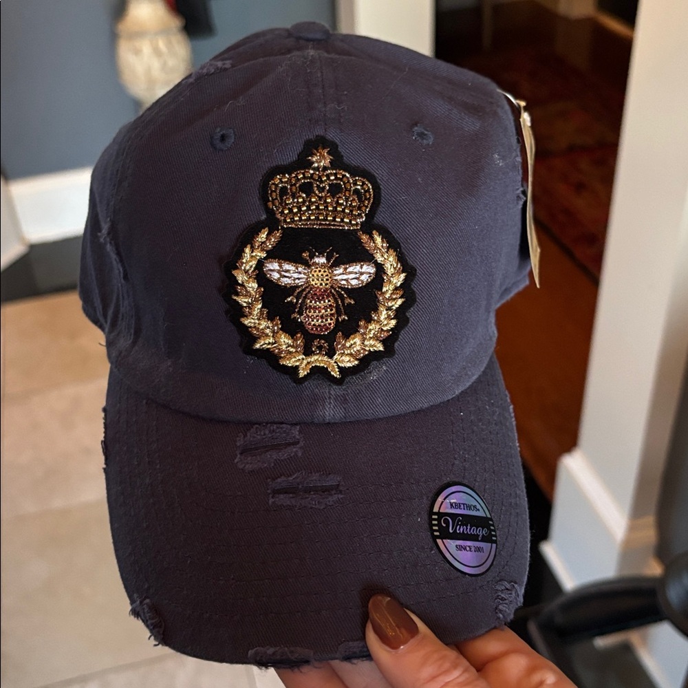 KBETHOS Distressed Blue Cap with Embroidered Emblem